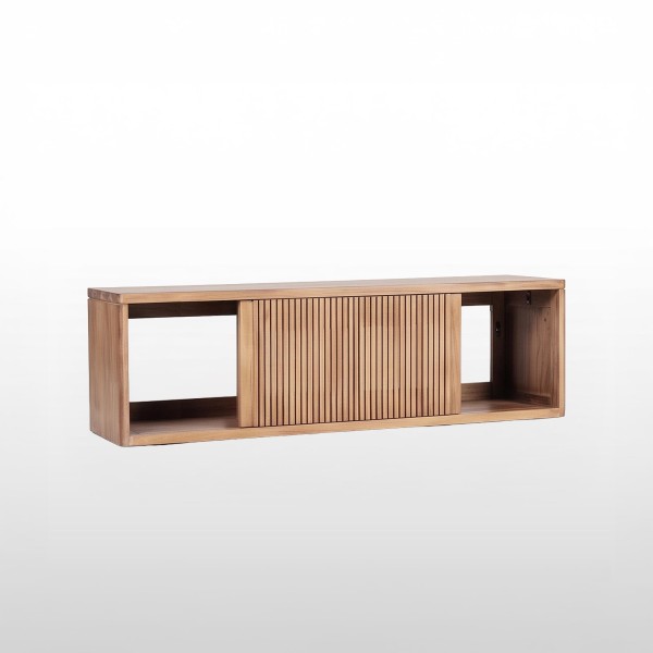 Meuble de salle de bain suspendu en bois massif de teck 100 cm - Rhea