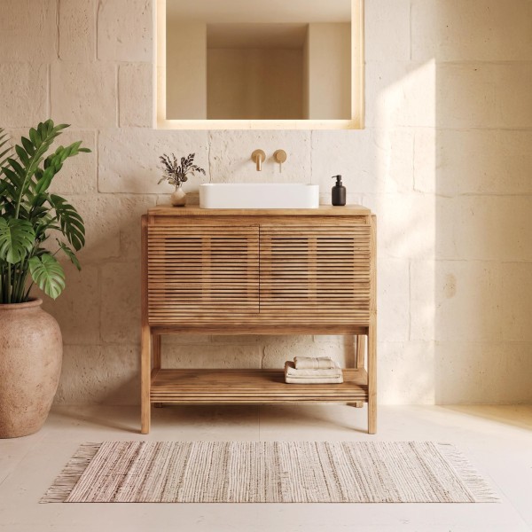Meuble de salle de bain en bois massif de teck 80 cm - Anika