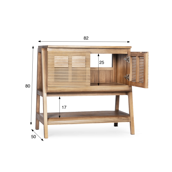 Meuble de salle de bain en bois massif de teck 80 cm - Anika