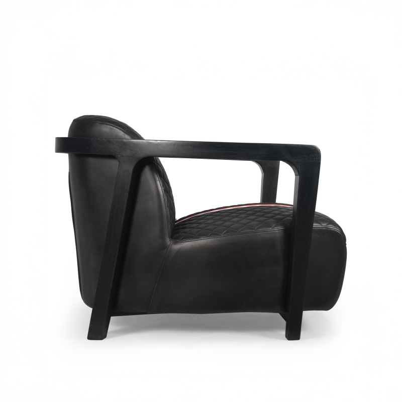 Fauteuil club en cuir véritable - Racing design