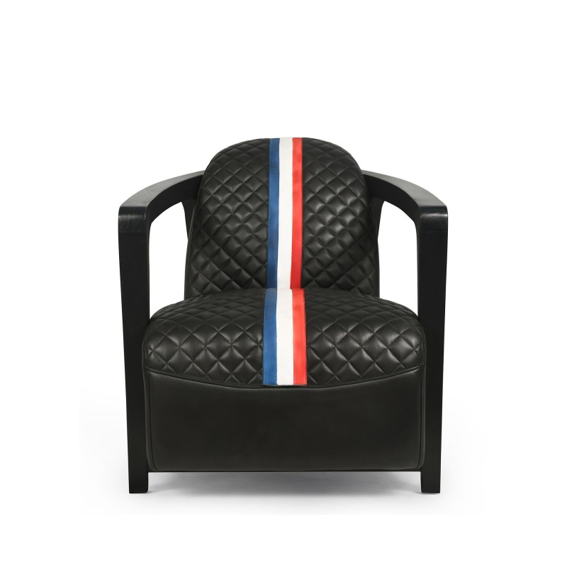Fauteuil club en cuir véritable - Racing design