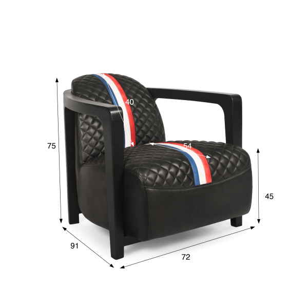 Fauteuil club en cuir véritable - Racing design