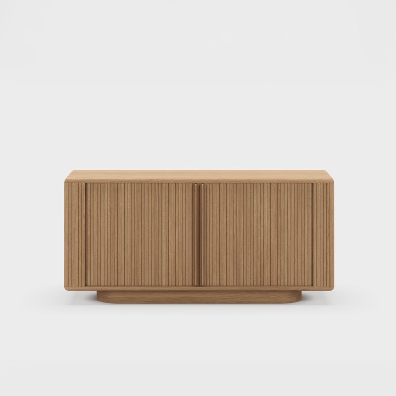 Buffet design en bois de chêne naturel avec portes coulissantes 180 cm - Kael