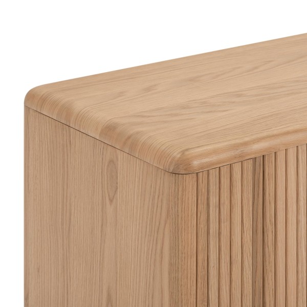 Buffet design en bois de chêne naturel avec portes coulissantes 180 cm - Kael