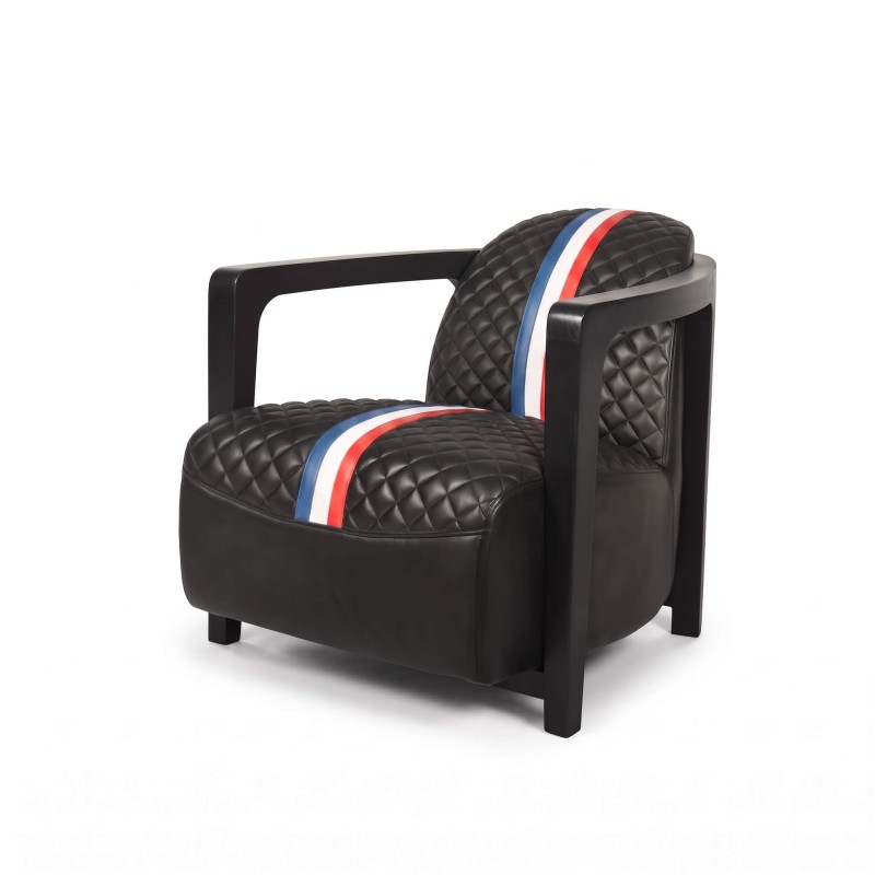 Fauteuil club en cuir véritable - Racing design
