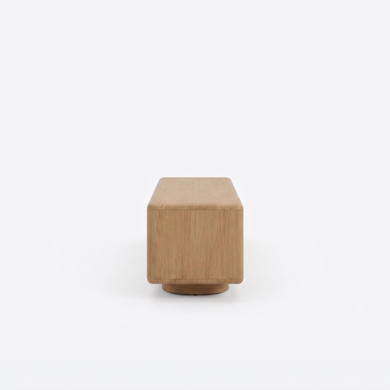 Meuble TV design en bois de chêne avec portes coulissantes 200 cm - Kael