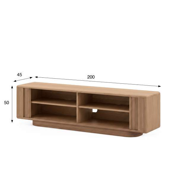 Meuble TV design en bois de chêne avec portes coulissantes 200 cm - Kael