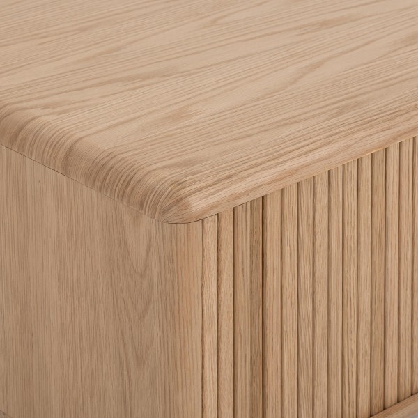 Table basse carrée en bois de chêne naturel avec portes coulissantes - Kael