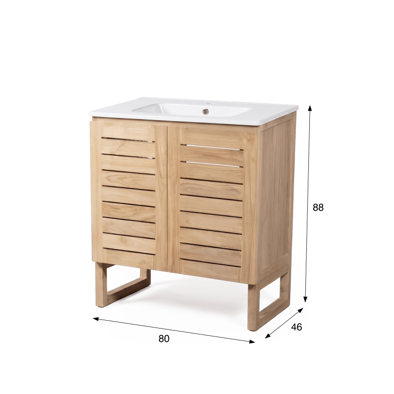 Meuble de salle de bain en bois massif de teck 80 cm - Mentari