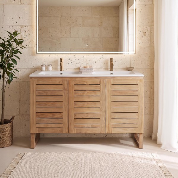 Meuble de salle de bain en bois massif de teck 120 cm - Mentari