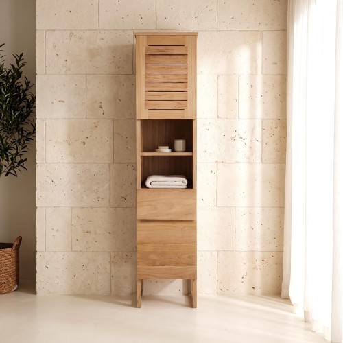 Colonne de rangement pour salle de bain en bois massif - Mentari