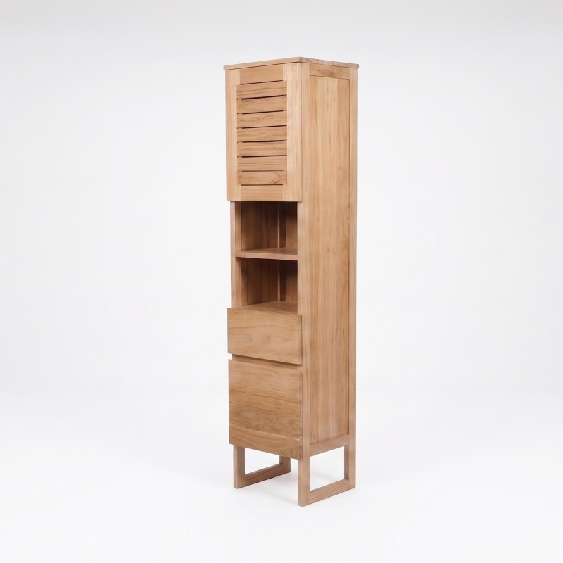 Colonne de rangement pour salle de bain en bois massif - Mentari
