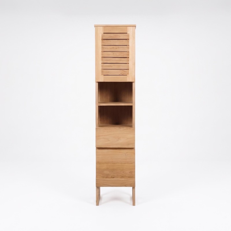 Colonne de rangement pour salle de bain en bois massif - Mentari