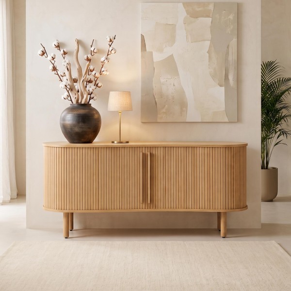 Bahut moderne en bois de chêne 160 cm - Noji