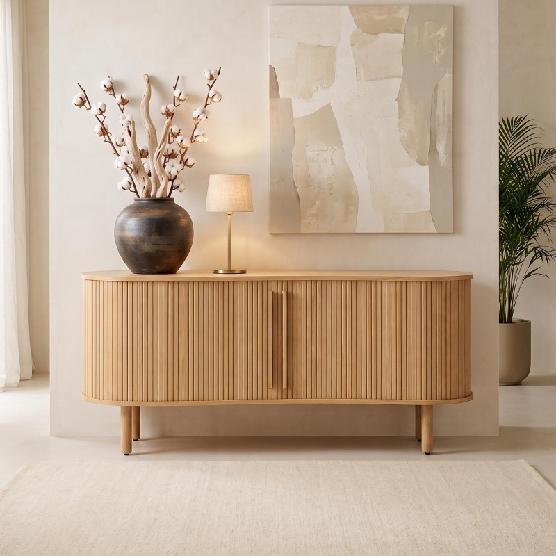 Bahut moderne en bois de chêne 160 cm - Noji