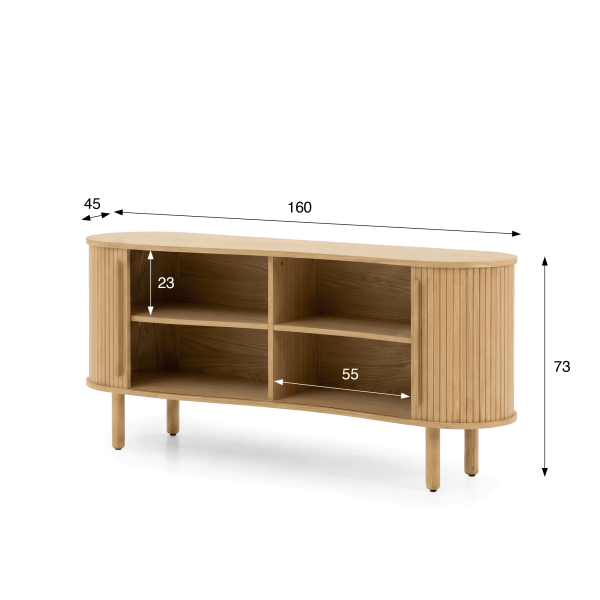 Bahut moderne en bois de chêne 160 cm - Noji