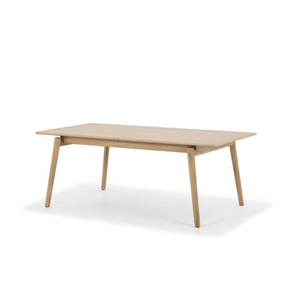 Table à manger en bois de chêne 200 x 100 cm avec allonge 60 cm - Elin