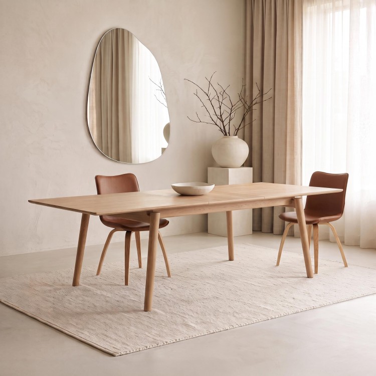 Table à manger en bois de chêne 200 x 100 cm avec allonge 60 cm - Elin