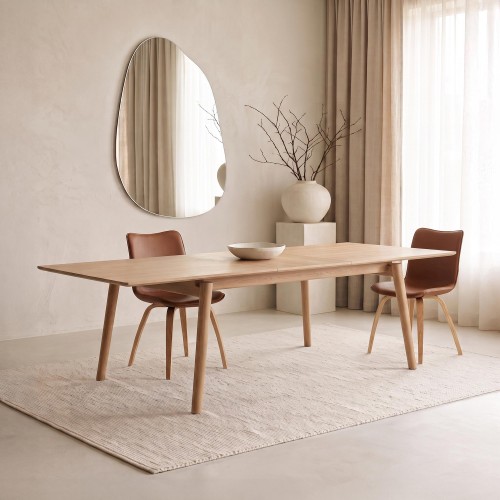 Table à manger en bois de chêne 200 x 100 cm avec allonge 60 cm - Elin