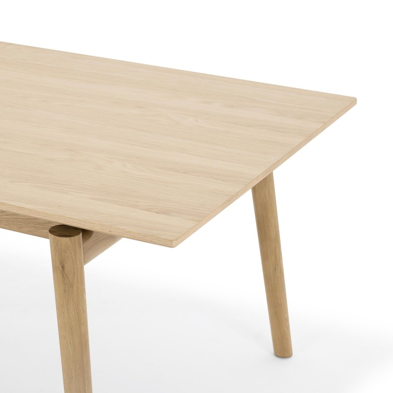 Table à manger en bois de chêne 200 x 100 cm avec allonge 60 cm - Elin