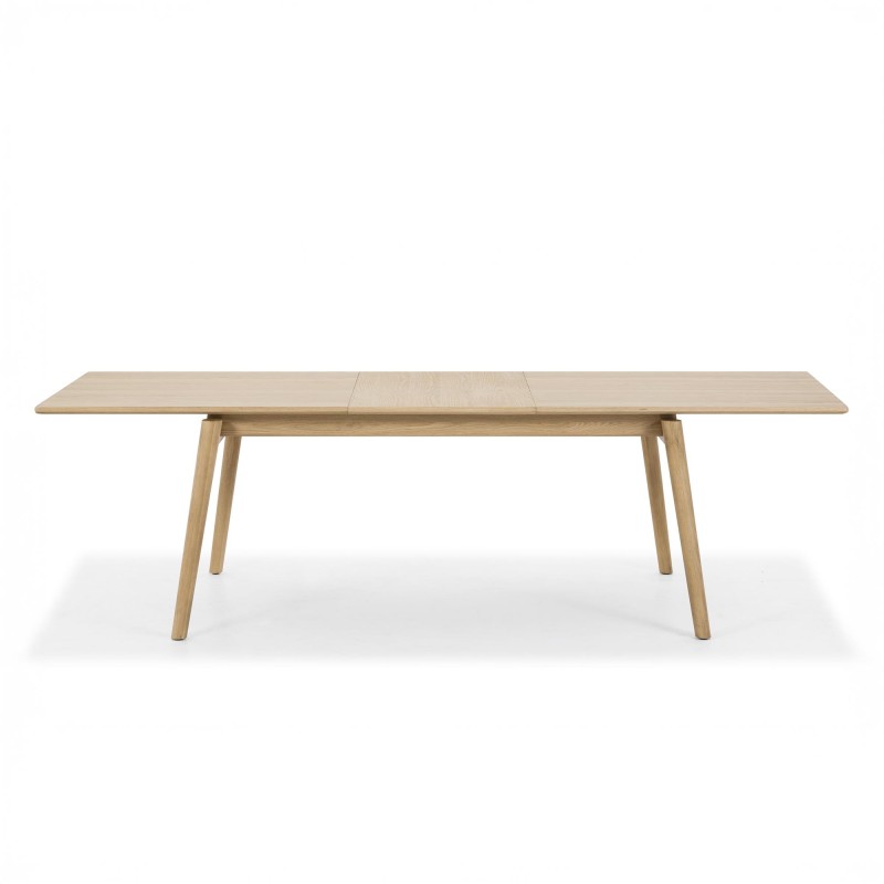 Table à manger en bois de chêne 200 x 100 cm avec allonge 60 cm - Elin