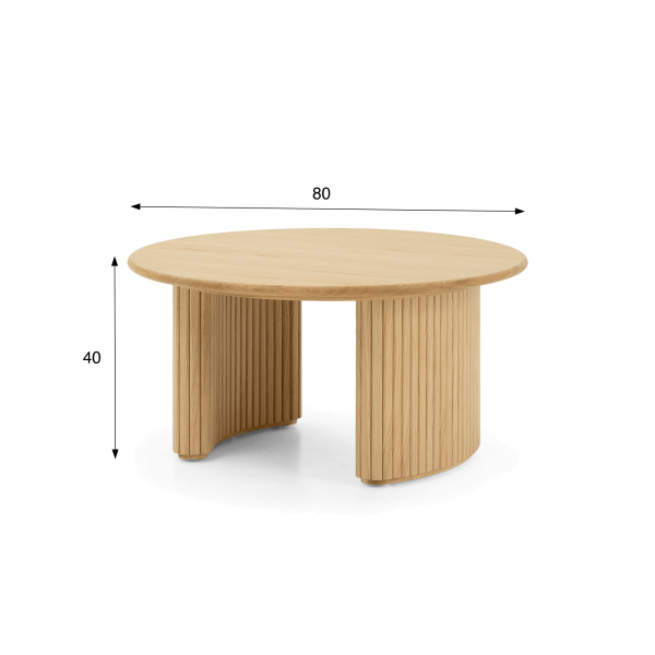 Table basse ronde en bois de chêne - Noji