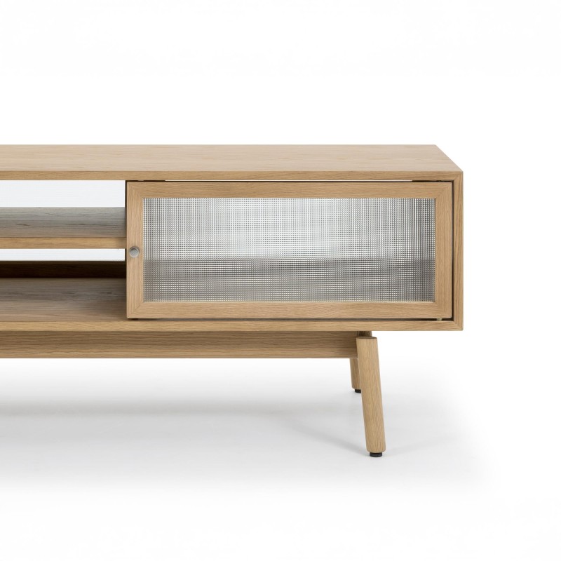 Meuble TV en bois de chêne naturel 160 cm - Elin