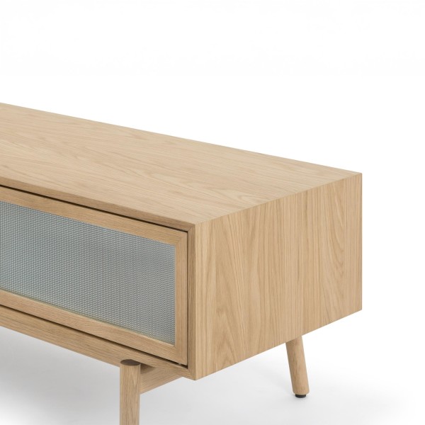 Meuble TV en bois de chêne naturel 160 cm - Elin