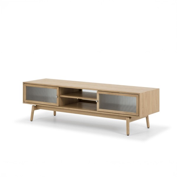 Meuble TV en bois de chêne naturel 160 cm - Elin