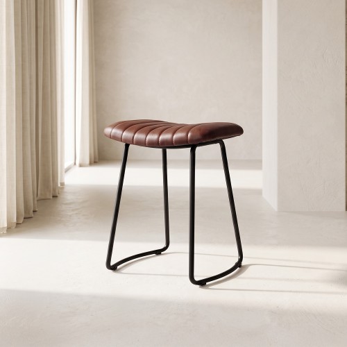 Tabouret d’appoint cuir marron - Scrambler
