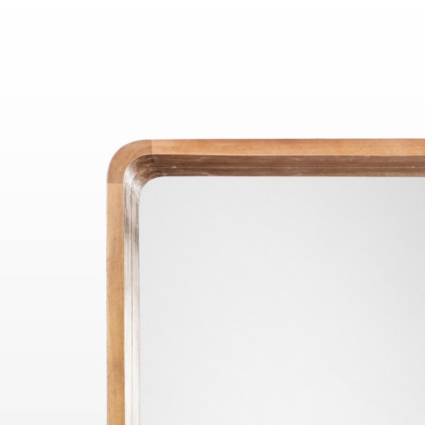 Miroir mural de salle de bain en bois de teck avec tablette - Anika