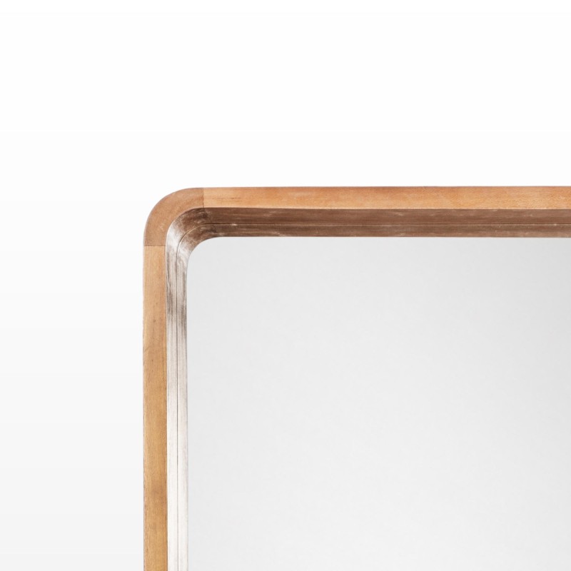 Miroir mural de salle de bain en bois de teck avec tablette - Anika