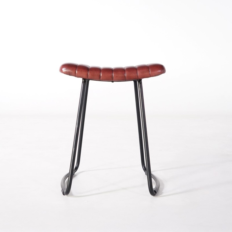 Tabouret d’appoint cuir marron - Scrambler