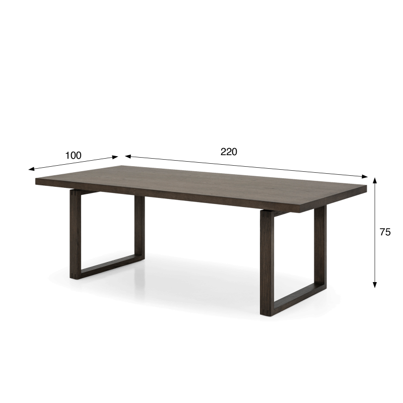 Table à manger en bois foncé de chêne 220 cm - Oria