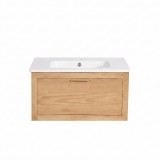 Meuble de salle de bain simple vasque en bois massif - Sylva