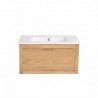 Meuble de salle de bain simple vasque en bois massif - Sylva