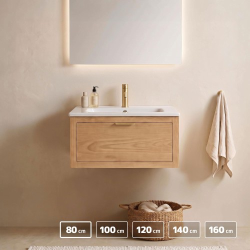 Meuble de salle de bain en bois massif - Arohi