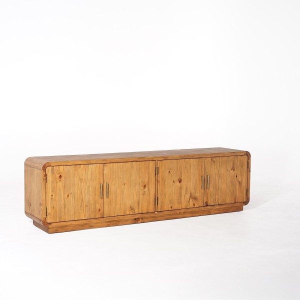 Meuble TV en bois massif naturel de pin 200 cm - Valdora