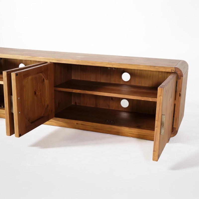 Meuble TV en bois massif naturel de pin 200 cm - Valdora