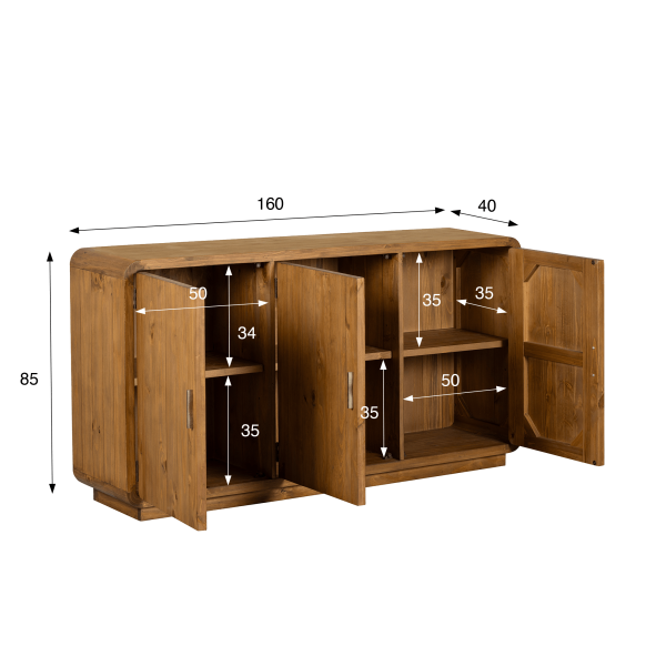 Bahut en bois massif naturel de pin 160 cm - Valdora