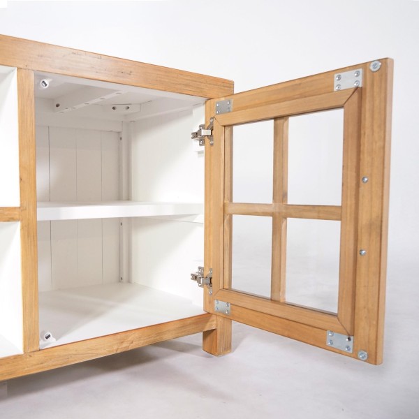 Meuble TV en bois massif de pin naturel 160 cm - Ashford