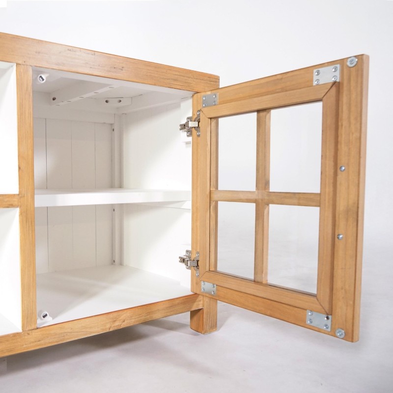 Meuble TV en bois massif de pin naturel 160 cm - Ashford