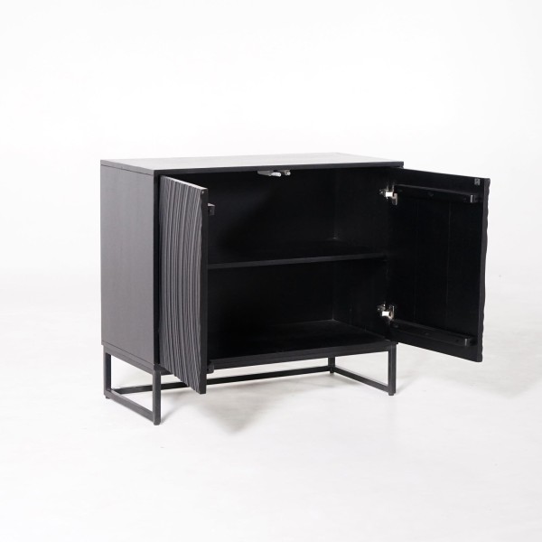 Buffet moderne et design en bois massif noir 85 cm - Radian