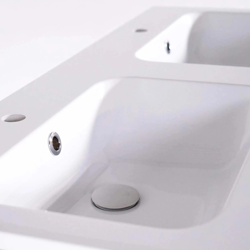Meuble de salle de bain double vasque en bois massif - Sylva