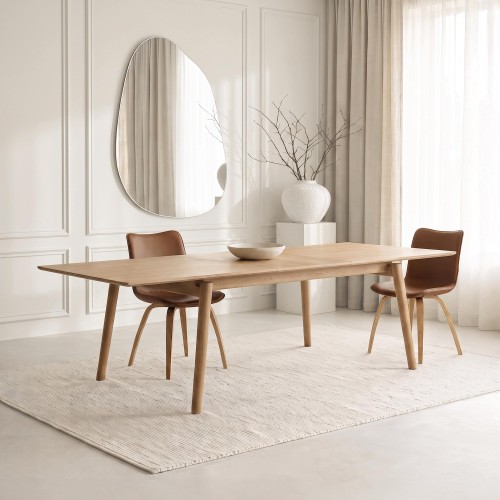 Table à manger en bois de chêne 200 x 100 cm avec allonge 60 cm - Elin