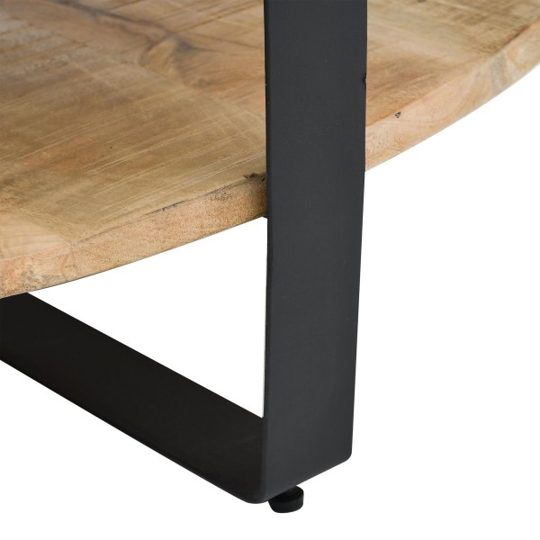 Table basse ronde en bois et métal style industriel - Hadley