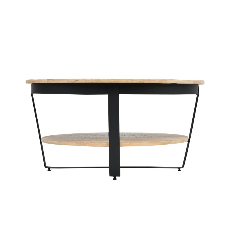 Table basse ronde en bois et métal style industriel - Hadley