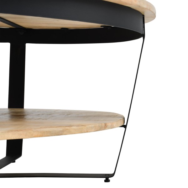 Table basse ronde en bois et métal style industriel - Hadley