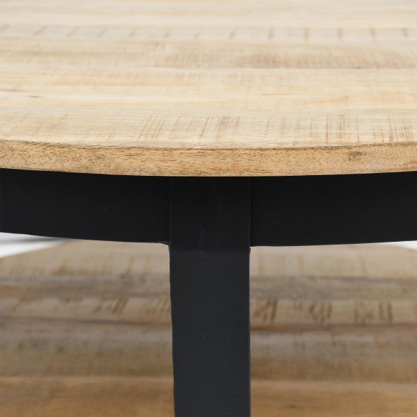 Table basse ronde en bois et métal style industriel - Hadley