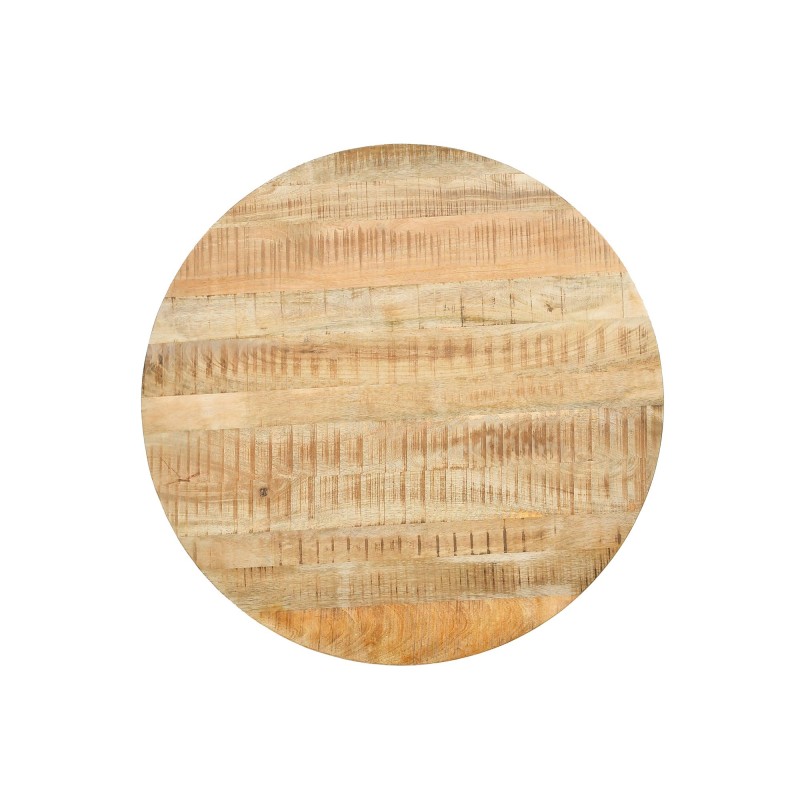 Table basse ronde en bois massif et métal noir - Corven